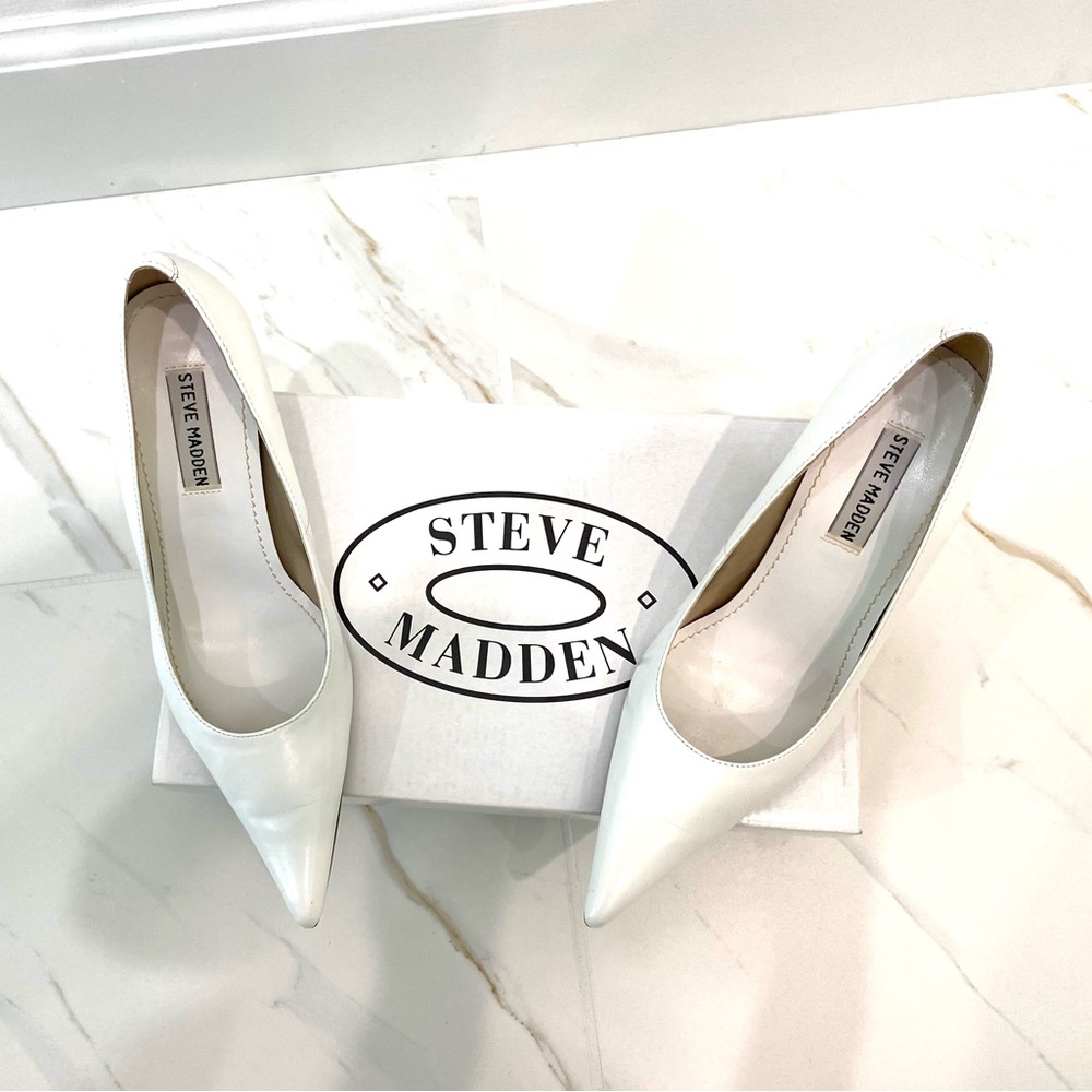 Steve Madden White Leather Heels
